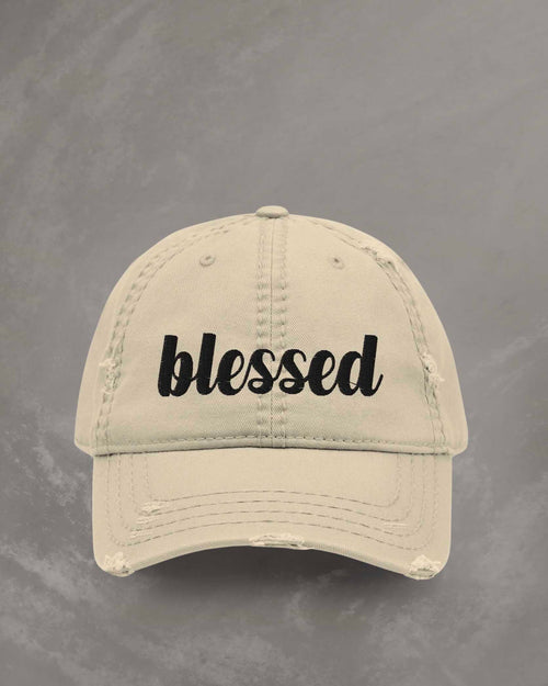 Blessed Script-Style Distressed-Look Hat